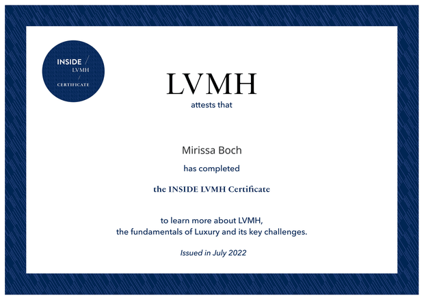 Inside LVMH certificate